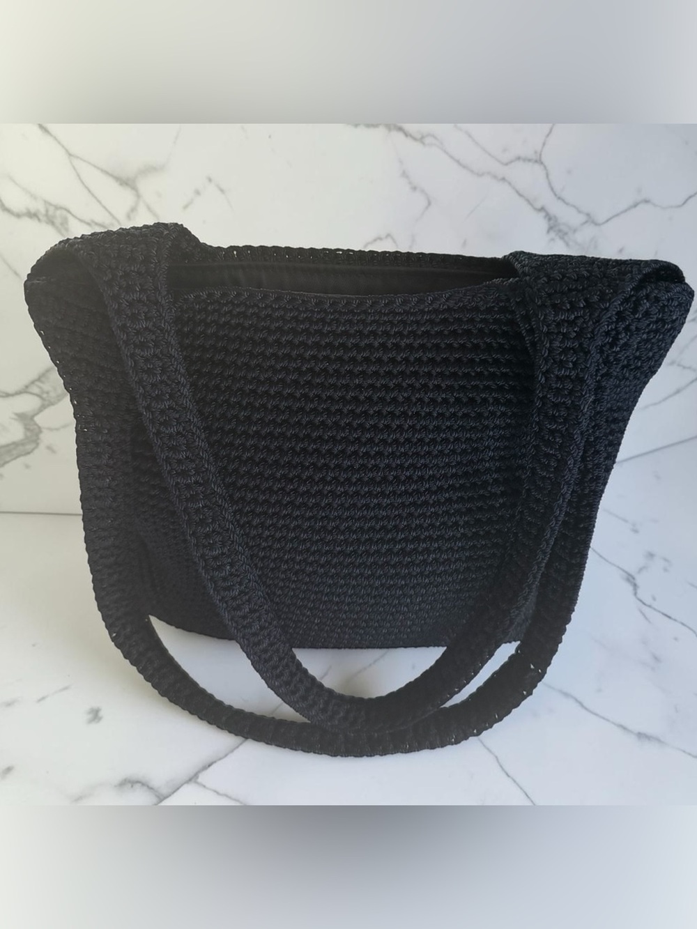 Navy Knit Sak Shoulder Bag.